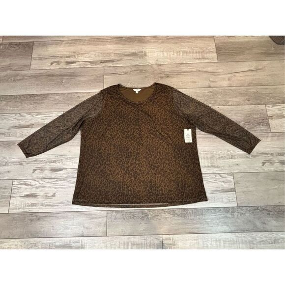Terra & Sky plus size leopard ladies blouse size 3X - Picture 1 of 11
